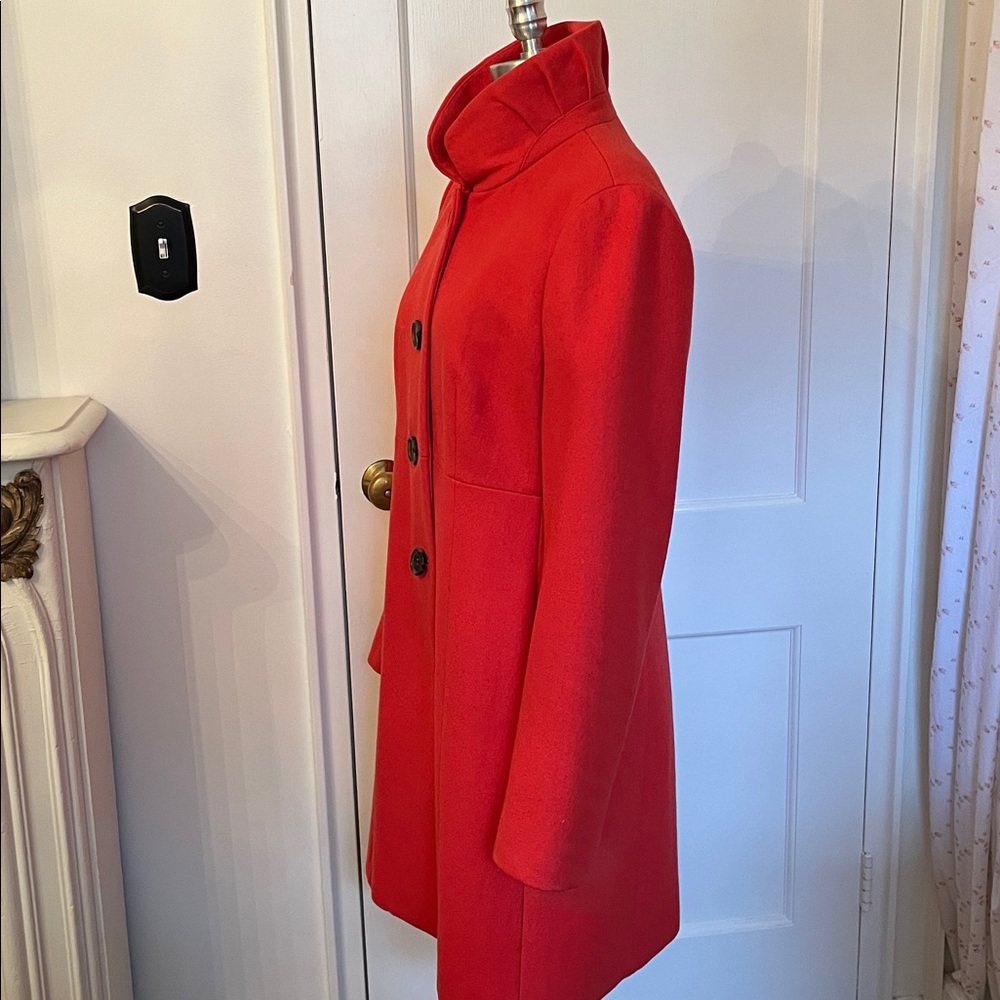 JCrew Coral Ruched Collar Wool Coat.  Size 10.  Great Used Condition. - Picture 5 of 15
